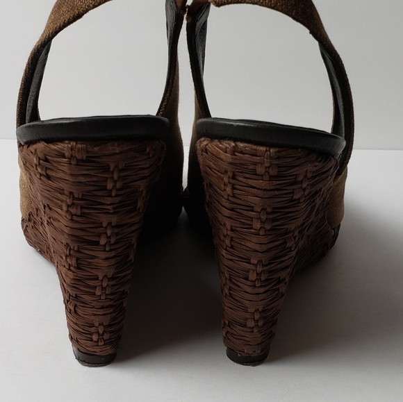 COPY - 403 Donald Pliner Ming Wedges brown canvas 7M - Picture 8 of 8